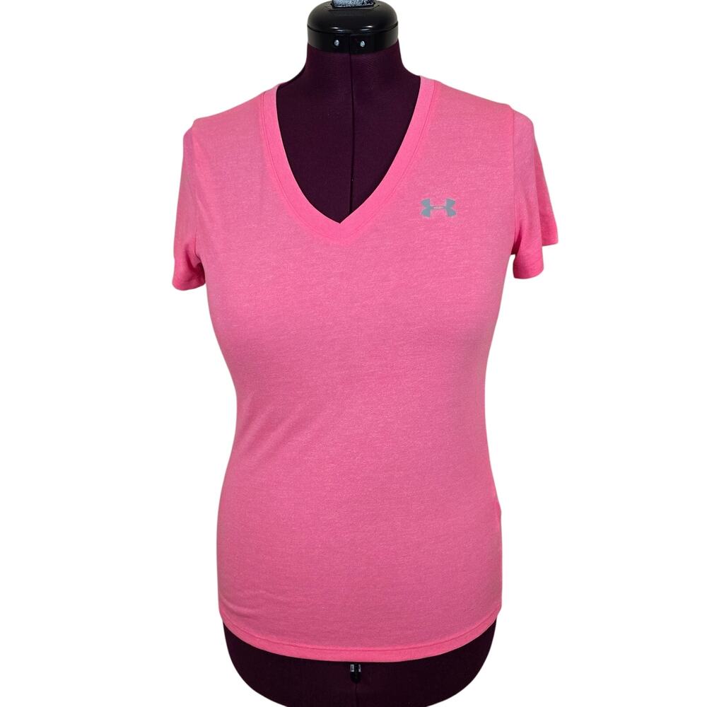 Women's Under Armour HeatGear Loose Fit Hot Pink V-Neck Top | Size Small
